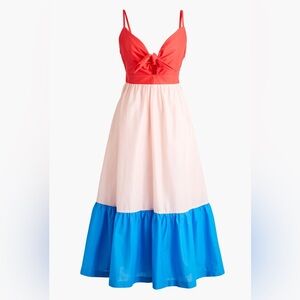 J. Crew NWT Colorblock Tie-front Cutout Midi Dress Size 4